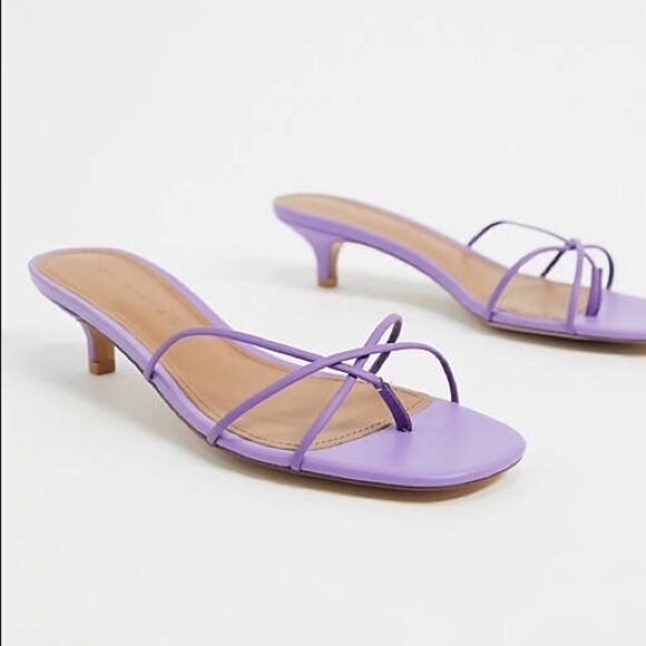 Who What Wear Addison spaghetti strap heeled sandals in purple leather Size 7 - Picture 1 of 6